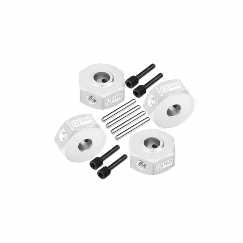 GPM Racing Team Losi 1/18 Mini LMT Aluminum 7075 Hex Adapters (12Mm) for Losi 1/18?Mini?LMT Megalodon 2S Silver
