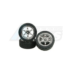 3Racing  All 6 Spoke Tire Set For GT-01 (4 Pieces) Silver