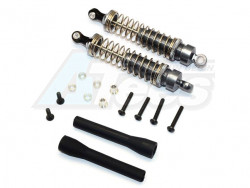 GPM Racing Miscellaneous All Plastic Ball Top Damper (90mm) With 1.2mm Coil Spring & Dust-proof Black Plastic Cover & Washers & Screws - 1pr Set Gun Metal
