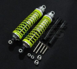 GPM Racing Tamiya DF-02 Aluminum Rear Adjustable Spring Damper (100mm) With Aluminum Collars & Screws & Plastic Black Dust Proof & Lock Nuts - 1pr Set Silver
