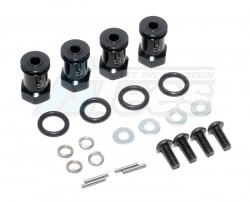 GPM Racing Traxxas 1/16 Mini E-Revo Aluminum Hex Adaptor (+15MM) - 4 Pcs Set  Black