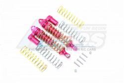 GPM Racing Traxxas Rustler VXL Aluminium Rear Adjustable L-Shape Piggy Back Shocks 102MM - 14Pcs Set (For 67076-4) Red