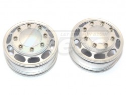 GPM Racing Tamiya 1/14 Truck (1838LS) Aluminium Front Wheel With Hex Driver - 1Pr Set Silver