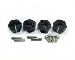GPM Racing Tamiya 1/14 Truck (1838LS) Aluminum Wheel Hex Drive Adaptor With Pins & Screws 4 Pcs Set Black