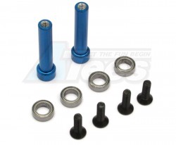 GPM Racing Axial Yeti Aluminium Steering Assembly Posts With Bearings - 2Pcs Set  Blue