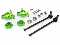 GPM Racing Axial Yeti Aluminium Front Knuckle Arm With Hex Adapters & Steel Front Cvd Drive Shaft - 6Pcs Set (Thickness Design) Green