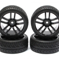 Miscellaneous All 1/10 Touring Wheel /tire Set  High Quality 5 Double Spoke Wheel (3mm Offset) + Racing Rubber Tire (4pcs) Black by Correct Model
