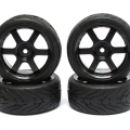 Miscellaneous All 1/10 Touring Wheel /tire Set  High Quality 6 Spoke Wheel (3mm Offset) + Devil Rubber Tire (4pcs) Black by Correct Model