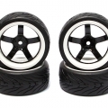 Miscellaneous All 1/10 Touring Wheel /tire Set  5 Spoke Wheel (6mm Offset) + Devil Rubber Tire (4pcs)  by Correct Model